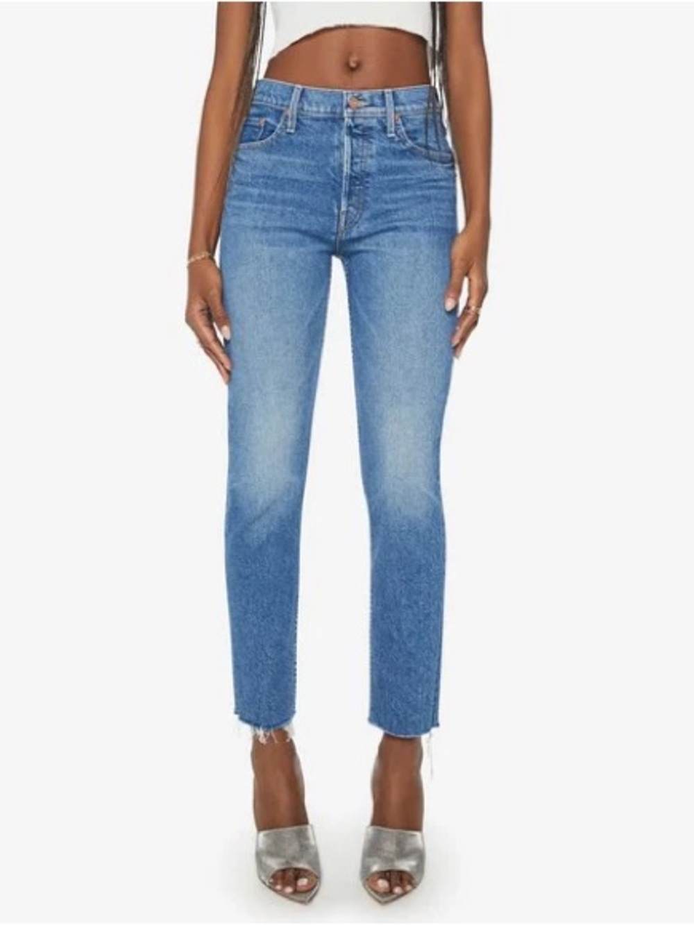 Mother The Tomcat Ankle Fray Jeans in Arigato Mr Roboto Wash Size 23